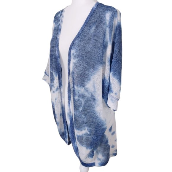 Blue Tie-Dye Dolman Sleeve Sweater Cardigan - Size Medium - Picture 2 of 4
